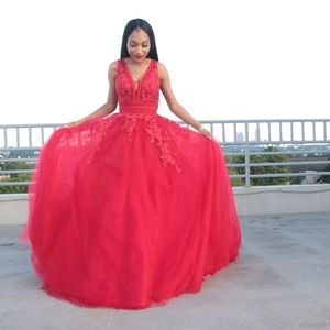 Red Prom Dress. Ball Gown. Formal.